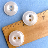 SALE, White/Light Gray Vintage Glass Button 11/16" Opalescent   #BK079
