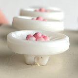 Running Low, White/Pink Vintage Glass Dimensional Flower Buttons 1/2", Set of 12 Buttons  #BK 416