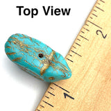 Re-Stocked, Turquoise + Gold Bird, Czech Glass 7/8" Embellishment/Bead,  #L-789