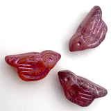 Raspberry Bird, Czech Glass 7/8" Embellishment/Bead,  #L260