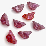 Raspberry Bird, Czech Glass 7/8" Embellishment/Bead,  #L260