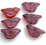Raspberry Bird, Czech Glass 7/8" Embellishment/Bead,  #L260