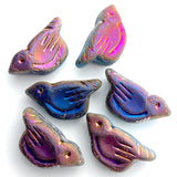 Re-Stocked, Rainbow Blue Bird, Iridescent Czech Glass 7/8" Embellishment/Bead,  #L267