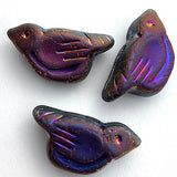 Re-Stocked, Rainbow Blue Bird, Iridescent Czech Glass 7/8" Embellishment/Bead,  #L267