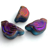 Re-Stocked, Rainbow Blue Bird, Iridescent Czech Glass 7/8" Embellishment/Bead,  #L267