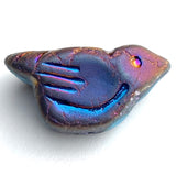 Re-Stocked, Rainbow Blue Bird, Iridescent Czech Glass 7/8" Embellishment/Bead,  #L267