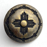 Rustic Dark "Tarnished" Brass Barb-Wire Zia Concho Button 5/8", #SW-84