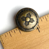 Rustic Dark "Tarnished" Brass Barb-Wire Zia Concho Button 5/8", #SW-84