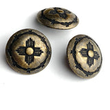 Rustic Dark "Tarnished" Brass Barb-Wire Zia Concho Button 5/8", #SW-84