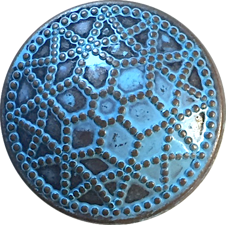 Running Low, Blue Star Polygon 1" Metal Shank Button #SWC-59