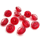 Red Acorn-Top European Vintage Glass 1/2" Buttons $3.25 each #BK264