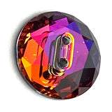Purple/Orange Swarovski Button, 5/8"  Round, Crystal Volcano