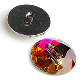 Purple/Orange Swarovski Button, 5/8"  Round, Crystal Volcano