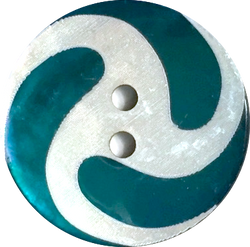 SALE Turquoise / White Swirl Shell 2-Hole Button 7/8". # SK-1189