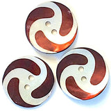 SALE Brown-Rust Swirl Iridescent / White Shell Button 7/8". #1195