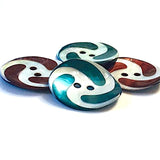 SALE Brown-Rust Swirl Iridescent / White Shell Button 7/8". #1195