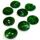 Re-Stocked, 11/16" Dark Emerald Green Pearl MOP Shell 2-hole 18mm Button, Per Button   #975-D