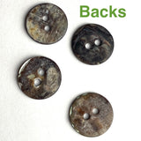 Re-Stocked, 1/2" Black Shiny Pearl Shell 2-hole, Per Button #112-D