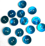 Re-Stocked Teal Blue Dark Bright 11/16" Pearl Shell 2-hole, Per Button #961