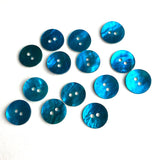 Re-Stocked Teal Blue Dark Bright 11/16" Pearl Shell 2-hole, Per Button #961