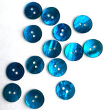 Re-Stocked Teal Blue Dark Bright 11/16" Pearl Shell 2-hole, Per Button #961