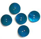 Re-Stocked Teal Blue Dark Bright 11/16" Pearl Shell 2-hole, Per Button #961