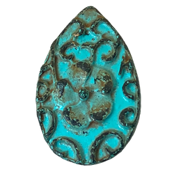 Green Patina Drop-Shaped "Antique" Button 11/16"   #SWC-55