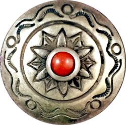 Flower and Hills w. 'Coral', Southwest Concho Button, 7/8" #SW-16