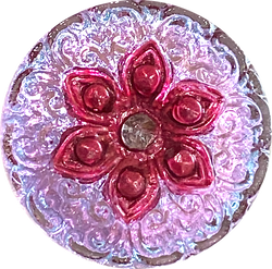 Magenta + Pink Arabian Star Glass Button 3/4" #CZ 185