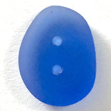 Periwinkle-Sapphire Tumbled Silky Glass "Seaglass" Button, 3/4" -7/8"
