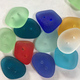 Peridot Green Silky Faux Sea Glass Button, 3/4"-7/8"  Made from Recycled Glass Bottles