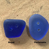 Re-Stocked, Royal Blue Tumbled Silky Glass "Sea Glass" Button,   3/4"-7/8"