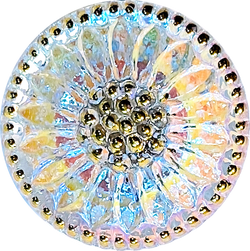 Clear Iridescent Czech Glass Daisy 3/4"  #CZ 007