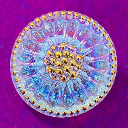 Clear Iridescent Czech Glass Daisy 3/4"  #CZ 007