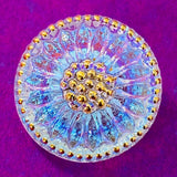 Clear Iridescent Czech Glass Daisy 3/4"  #CZ 007