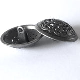 SALE Silver-Gray Medieval Filigree Peek-Through Metal Button 7/8" Shank Back #SWC-34