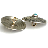 Blue Bead Zia Sun Button, Nickel Silver + 'Turquoise' Shank Back USA-Made #SW-246