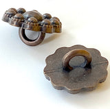 Small Reddish-Brown Copper 1/2" Bead-Look Dark Flower Metal Button Shank Back  #SWC-65