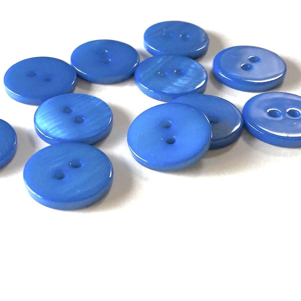 Sale, 3/8" Tiny Blue 2-Hole River Shell Button, Pack of 10. #SK-2248