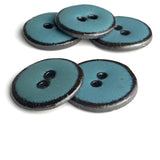 Turquoise/Black Ceramic 1" Buttons Round 2-Hole #RN-TLR