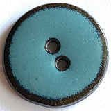 Turquoise/Black Ceramic 1" Buttons Round 2-Hole #RN-TLR