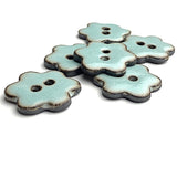 Celadon/Brown 1" Flower Ceramic Buttons 2-Hole #RN-CLFL