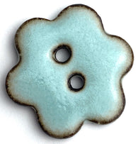 Running Low, Celadon/Brown 1" Flower Ceramic Buttons 2-Hole #RN-CLFL