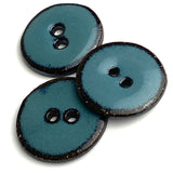 Turquoise/Black Ceramic 1" Buttons Round 2-Hole #RN-TLR