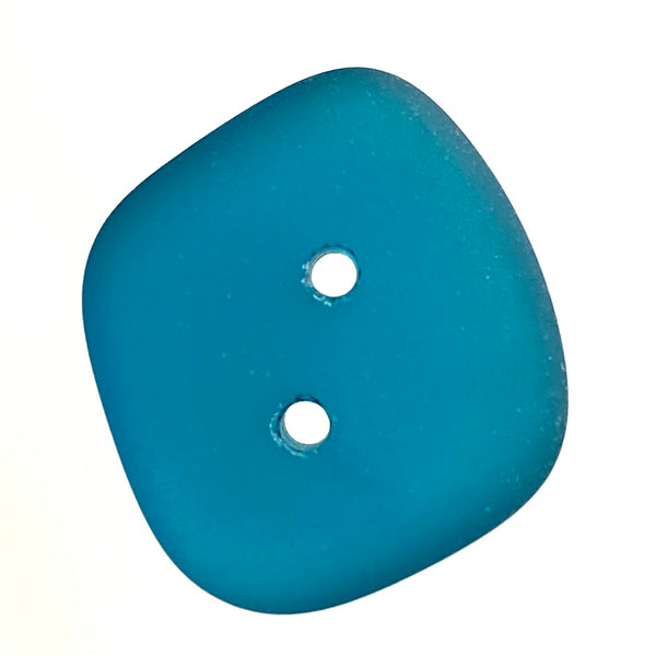 Re-Stocked, Caribbean Blue Teal Tumbled Silky Faux Sea Glass Button,  3/4" - 7/8" from Recycled Bottles