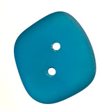 Caribbean Blue Teal Tumbled Silky Faux Sea Glass Button,  3/4" - 7/8" from Recycled Bottles