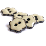 Tan/Black Ceramic 3/4" Flower Button 2-Hole #RN-RSFL