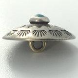 Blue Bead Pasque Flower, 1" Southwest Button w. "Turquoise", Silver/Shank Back #SW-69