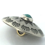 Blue Bead Pasque Flower, 1" Southwest Button w. "Turquoise", Silver/Shank Back #SW-69