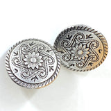 Silver Daisy Scrollwork Metal Button  9/16" / 14mm  #L326
